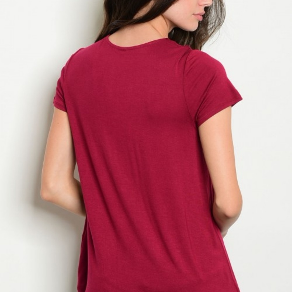 Red Choker Plunging Top - Picture 2 of 4